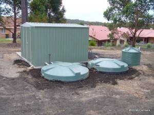 Twin sumps beside the garden/equipment shed